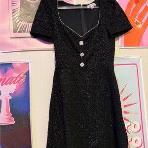Francesca's Collections Black Mini Dress with Button Accents
